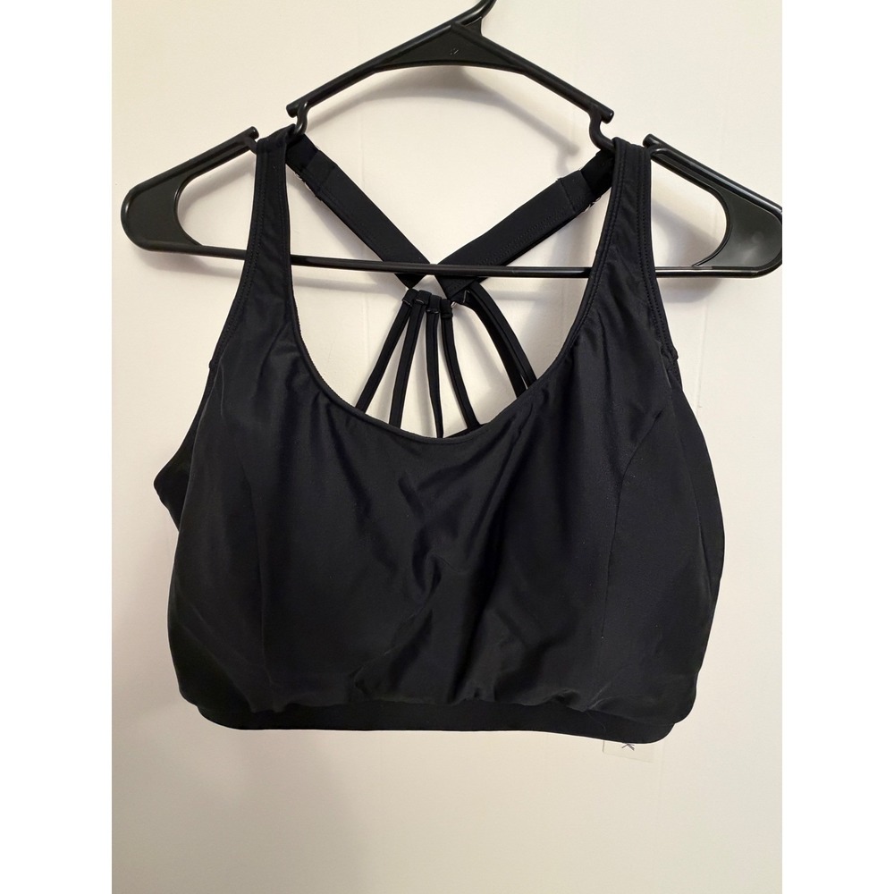 Holipick‎ Bikini Top Women 18W Black New Strappy Cage Back Swimwear Bralette